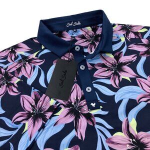 Bad Birdie Core Golf Polo Mens M, L, XL, SLIM FIT Violet Navy Floral NWT